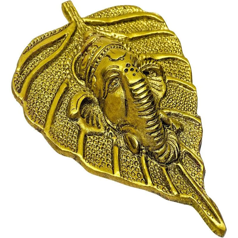 Ganesha Vadan On Leaf Aluminium Wall Accent media 6