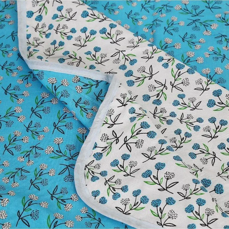 Zinnia Floral Reversible Cotton Dohar (Blue) - 180 GSM media 3