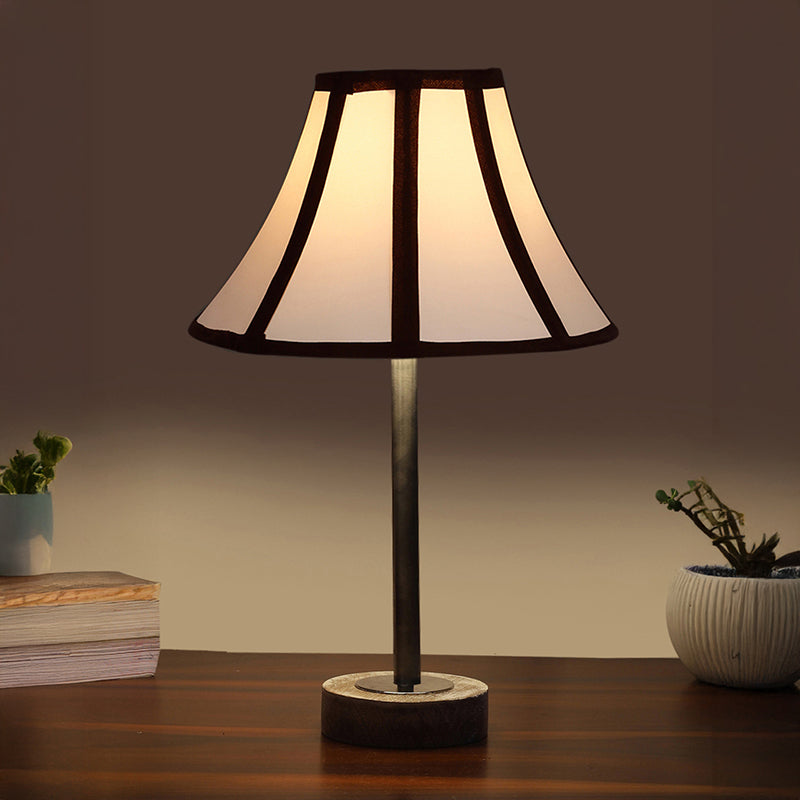 Stripra Rodin Wooden Table Lamp - White,Silver