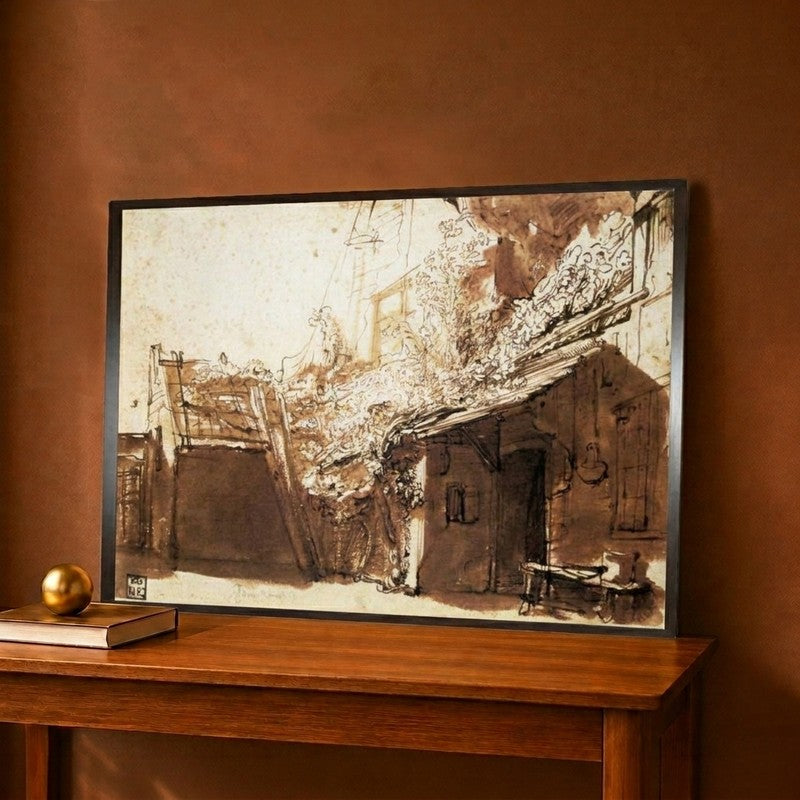 Dutch Peasant House 17th Century Canvas Wall Painting - 12 x 9 Inches