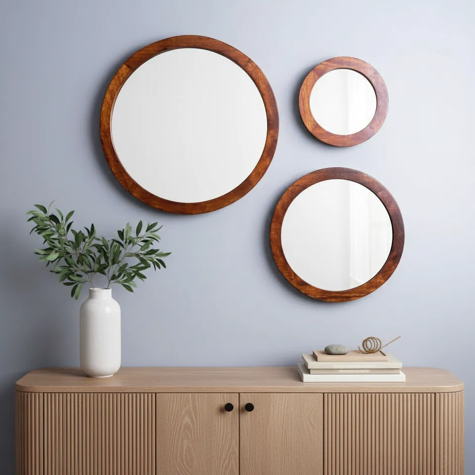 Satomi Wall Mirror (Brown) - Set Of Three media 1