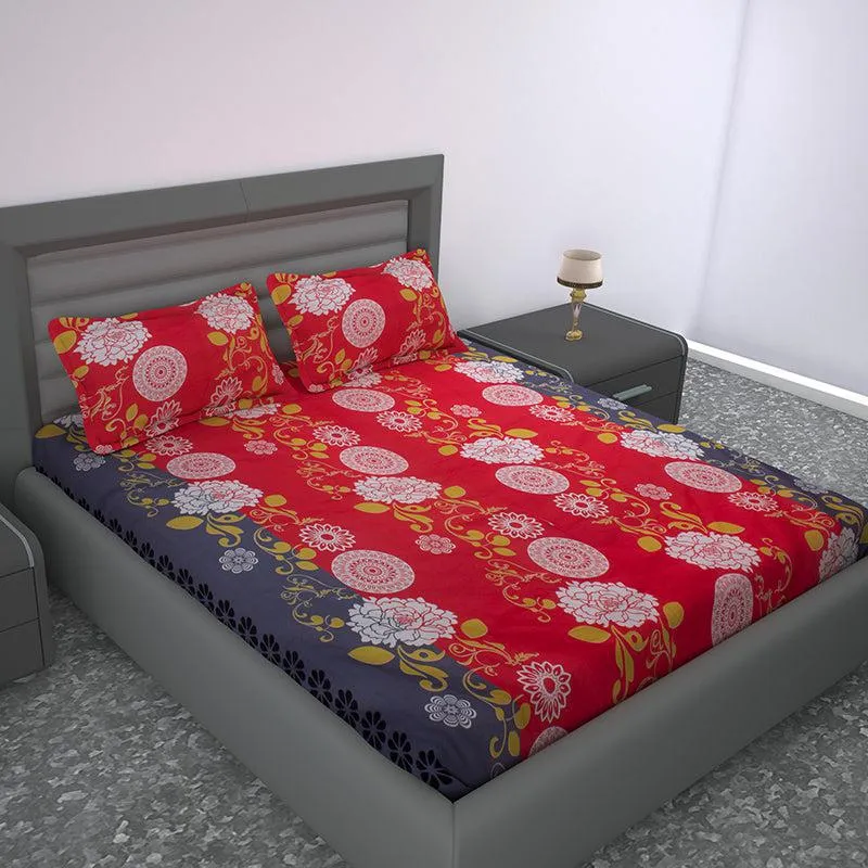 Fleur Spectrum Floral Cotton Bedsheet - 144 TC media 1