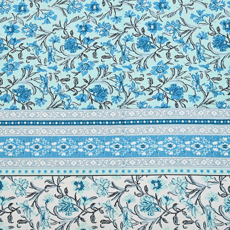 Linexa Floral Cotton Bedsheet (Blue) - 240 TC media 7