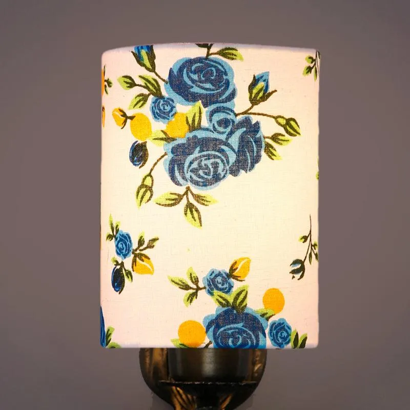 Love Gleam Blue Fleur Flora Cylindrical Fabric & Metal Wall Lamp media 4