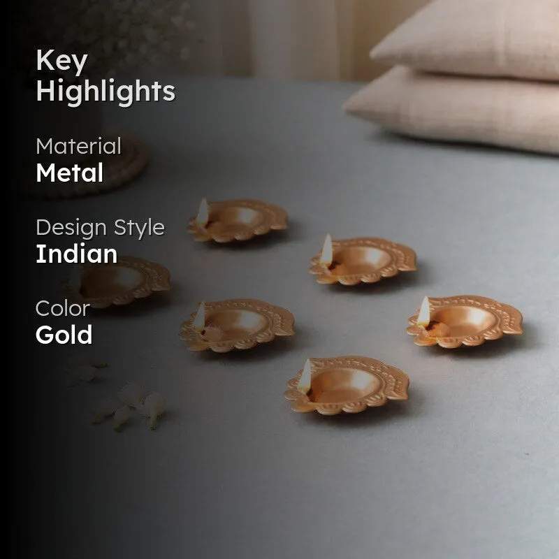 UtsavShimmer Metal Diyas - Set Of Six media 2