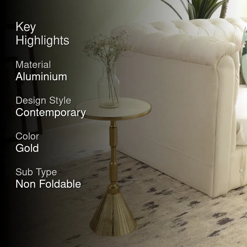 Flute Inspired Aluminum Side Table - Gold media 2