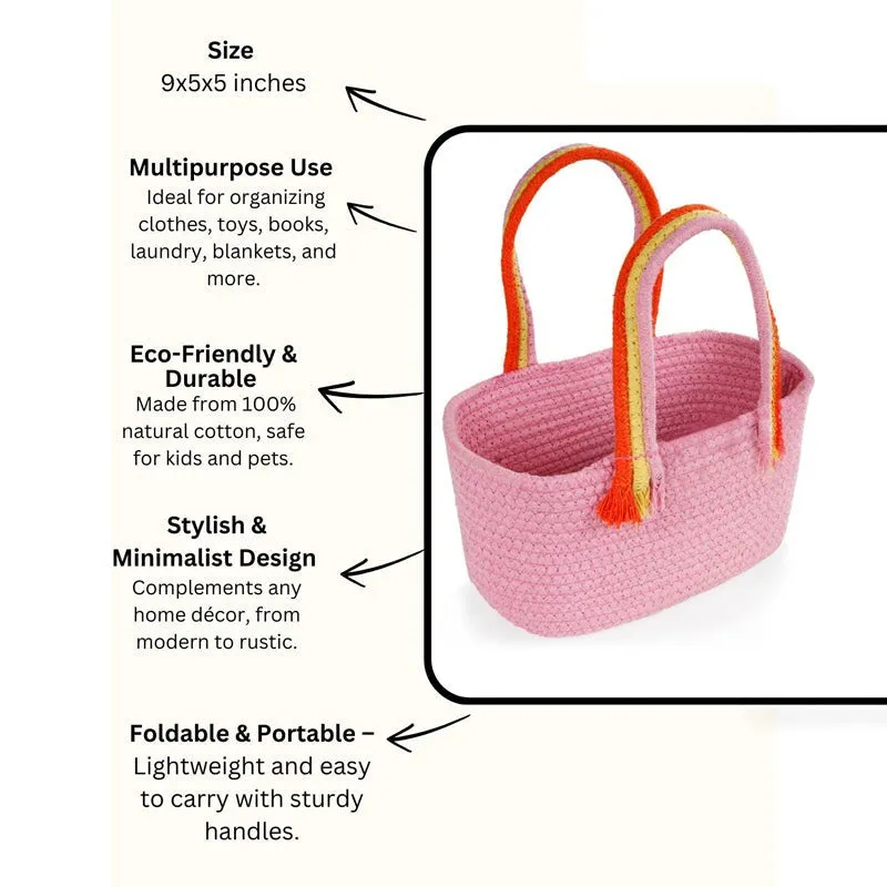 Tidy Twist Cotton Storage Basket Pink media 6