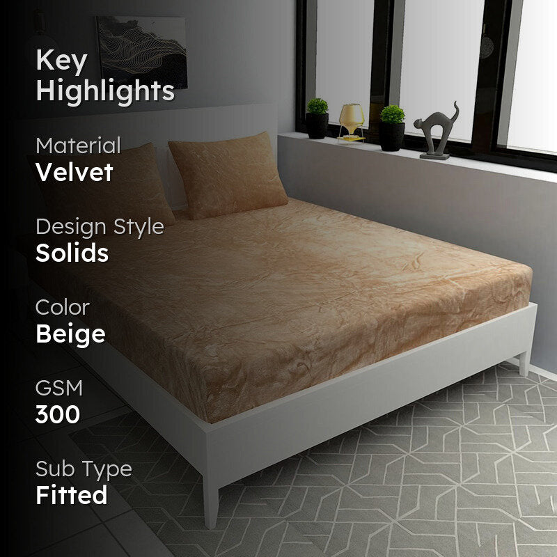 Casselle Velvet Bedsheet (Dark Grey) - 300 GSM media 2