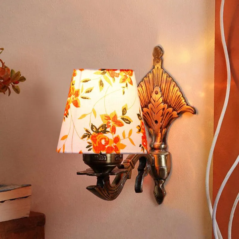 Magda Masique Ibis Flora Conical Fabric & Metal Wall Lamp - Multicolor media 1