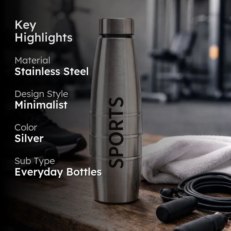 Sports Silver Stainless Steel Bottle - 1000 mL media 2