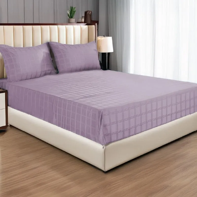 Urban Space MonoGrid Cotton Bedsheet (Purple) - 300 TC media 1