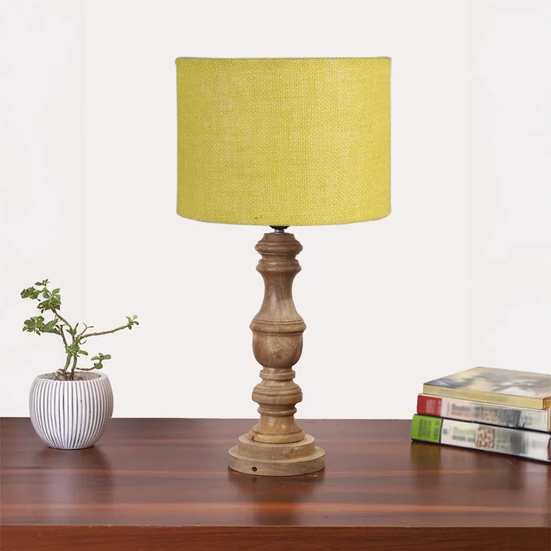 Sienna I Carve Wooden Table Lamp - Yellow,Brown media 3