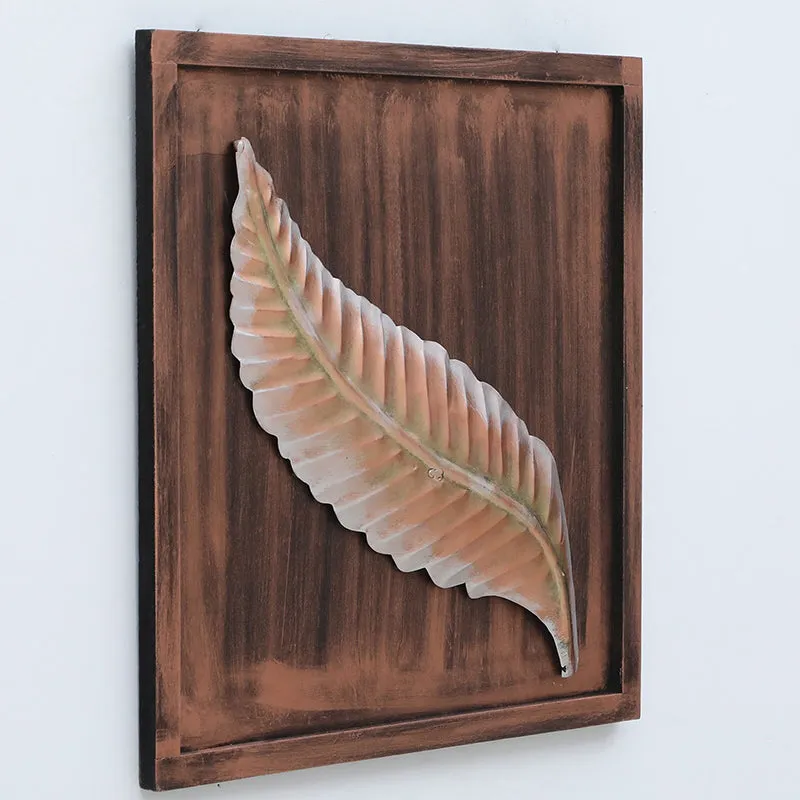 Leaf Solitude Iron Wall Accent With Wooden Frame media 4