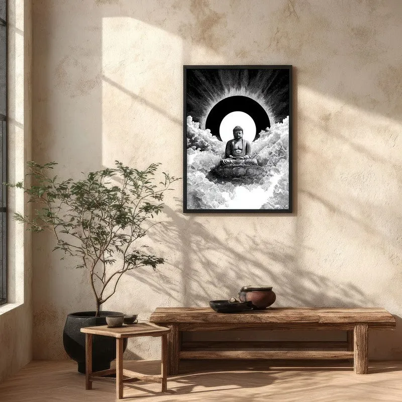 Buddha Calm Aura Wall Painting With Black Frame media 5