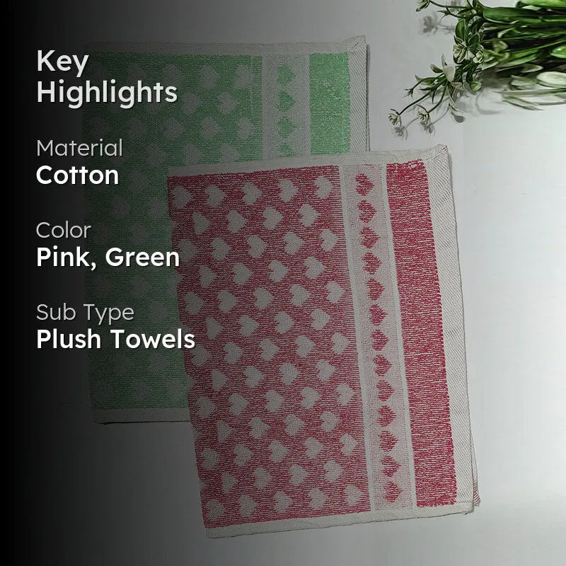 Love Lace Cotton Hand Towel (Pink & Green) - Set Of Two media 2