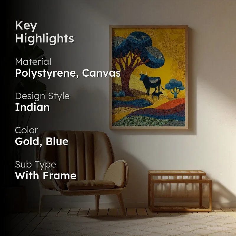 Sunlit Canvas Wall Painting With Brown Frame media 2