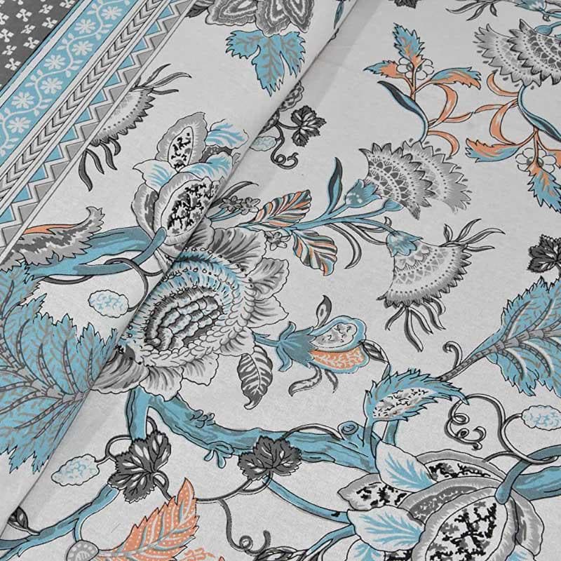 Posy Revelry Cotton Bedsheet (Navy) - 180 TC media 5