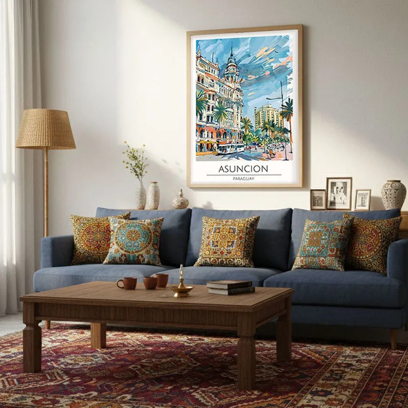 Vintage Asuncin Framed Canvas Archival Canvas Wall Painting - Natural Brown Frame media 4