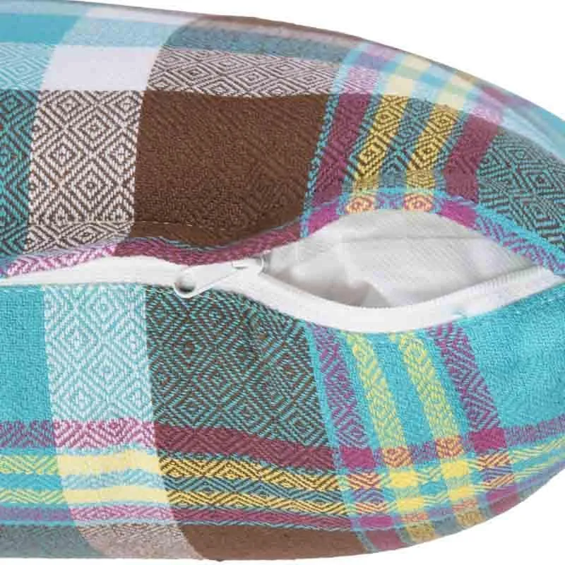 Happy Checks Cushion Cover - Blue - Set Of Five media 5