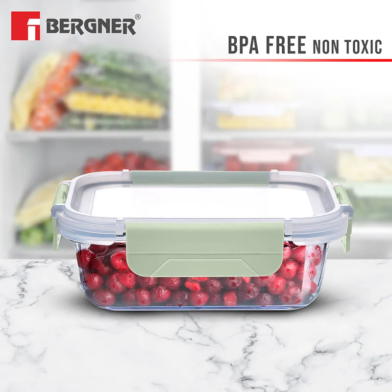 Bergner Glass Vault Airtight Glass Tiffin Box (Green) - 370 mL media 4