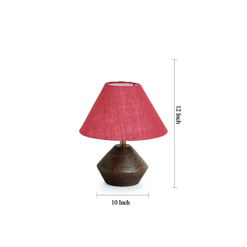 Yami Cone Wooden Table Lamp With Jute Shade - Brown,Pink media 4