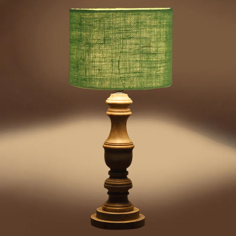 Sienna I Carve Wooden Table Lamp - Green,Brown media 5