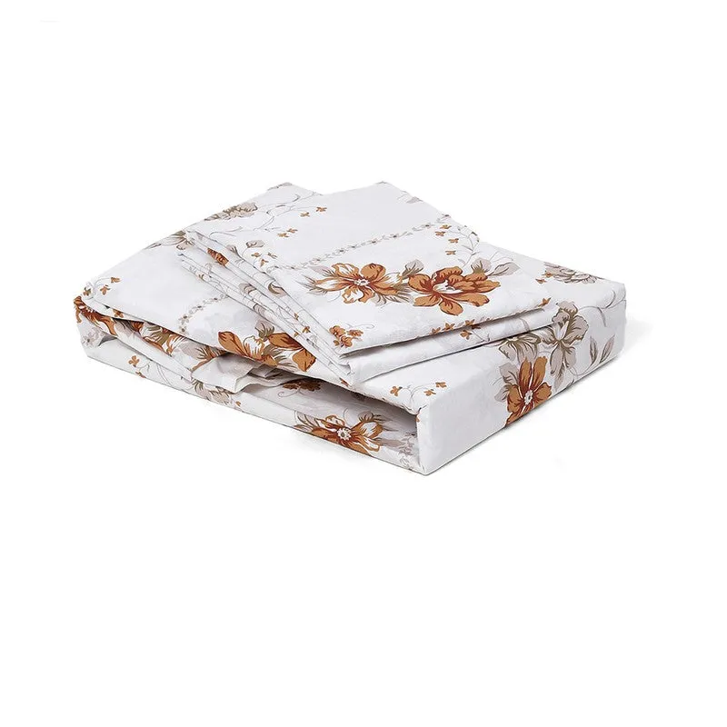 Monte Carlo Petal Matrix Cotton Bedsheet (White,Brown) - 104 TC media 8
