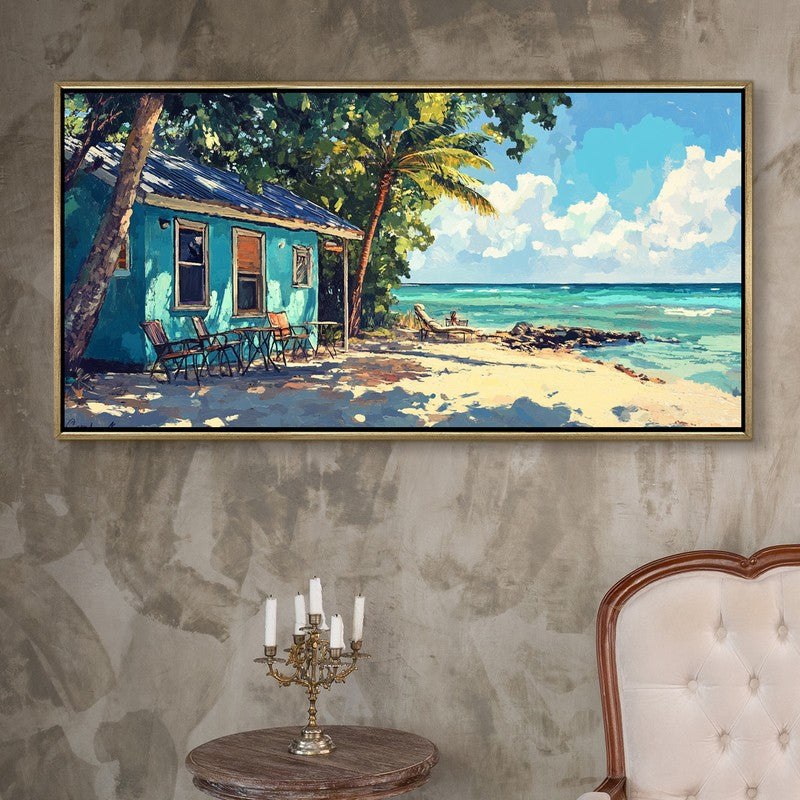 Aquamarine Canvas Wall Painting With Frame