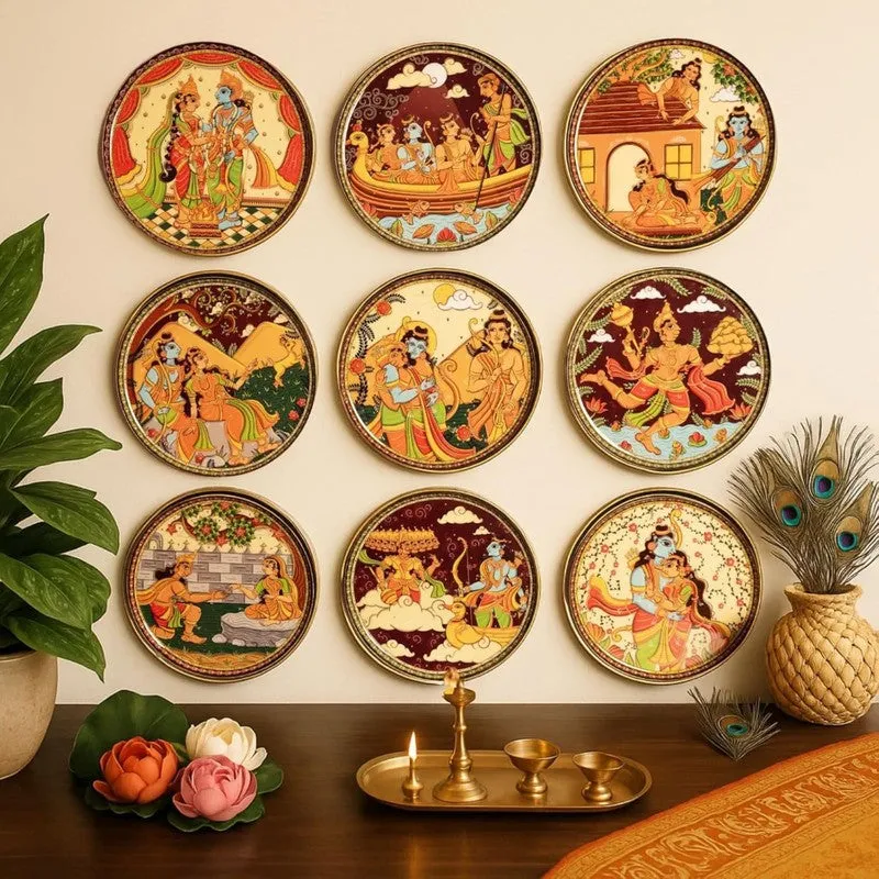 Pattachitra Ramayana Wall Plate - Set Of Nine media 1
