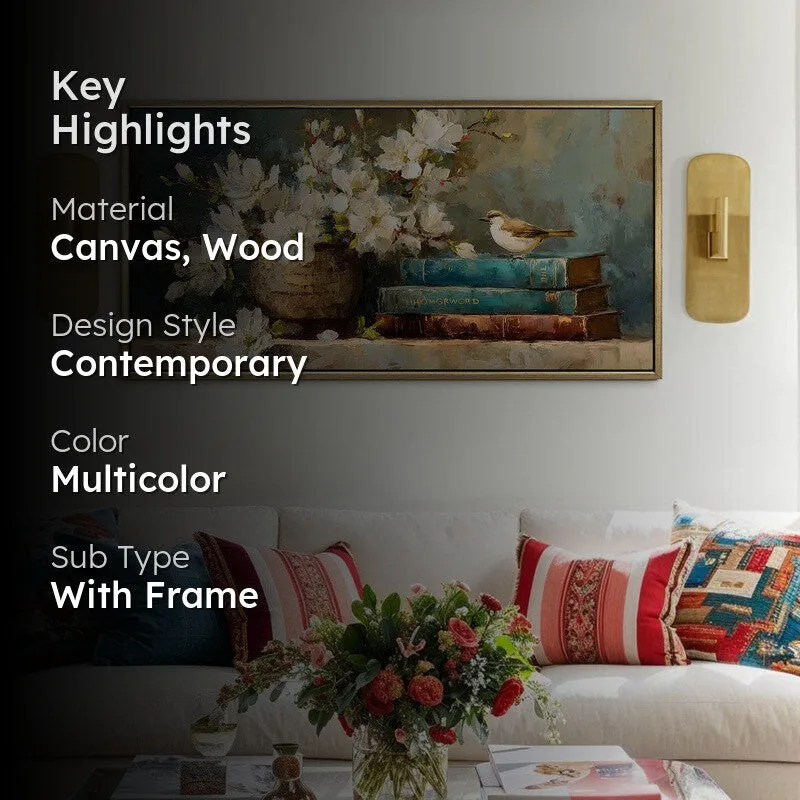 Rustic Bloomscape Canvas Wall Painting With Frame media 2