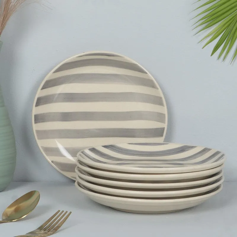 Ceramic Quarter Plate (Grey,White) - Set Of Six media 1