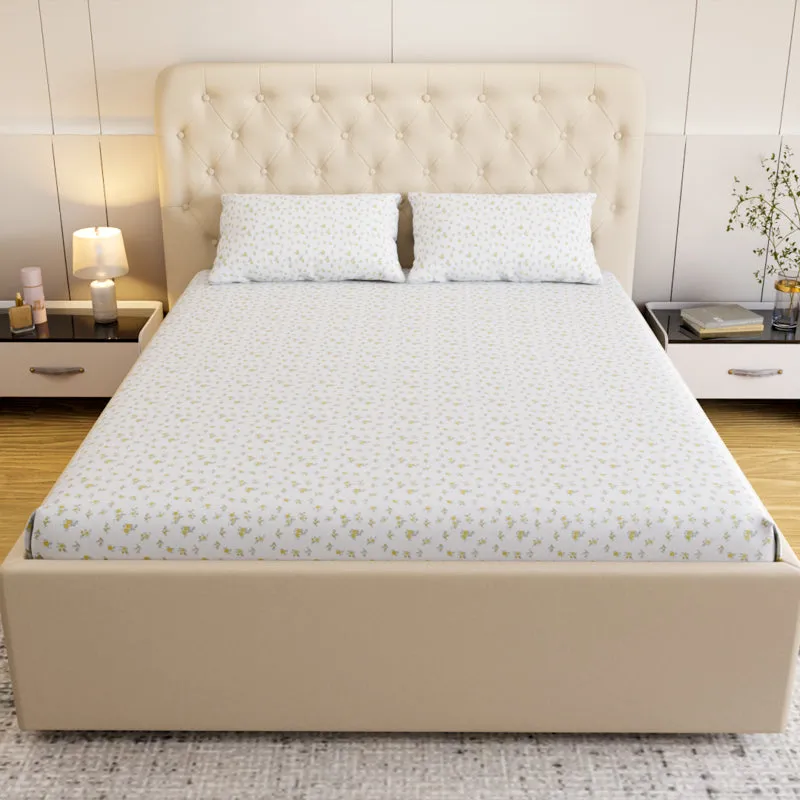 Wildflower Floral Cotton Bedsheet (Yellow) - 180 TC media 4