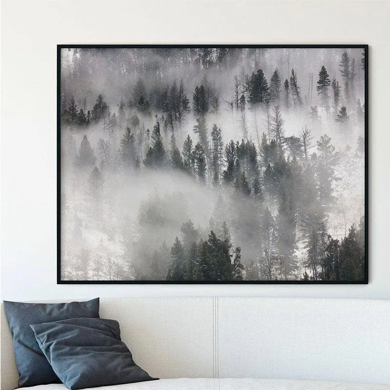 Fog Rolling Wall Painting - Black Frame media 1