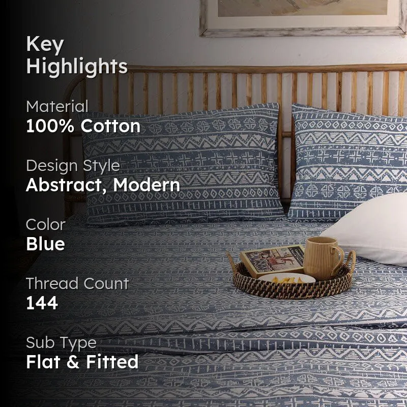 Kullu Patti Cotton Bedsheet (Blue) - 144 TC media 2
