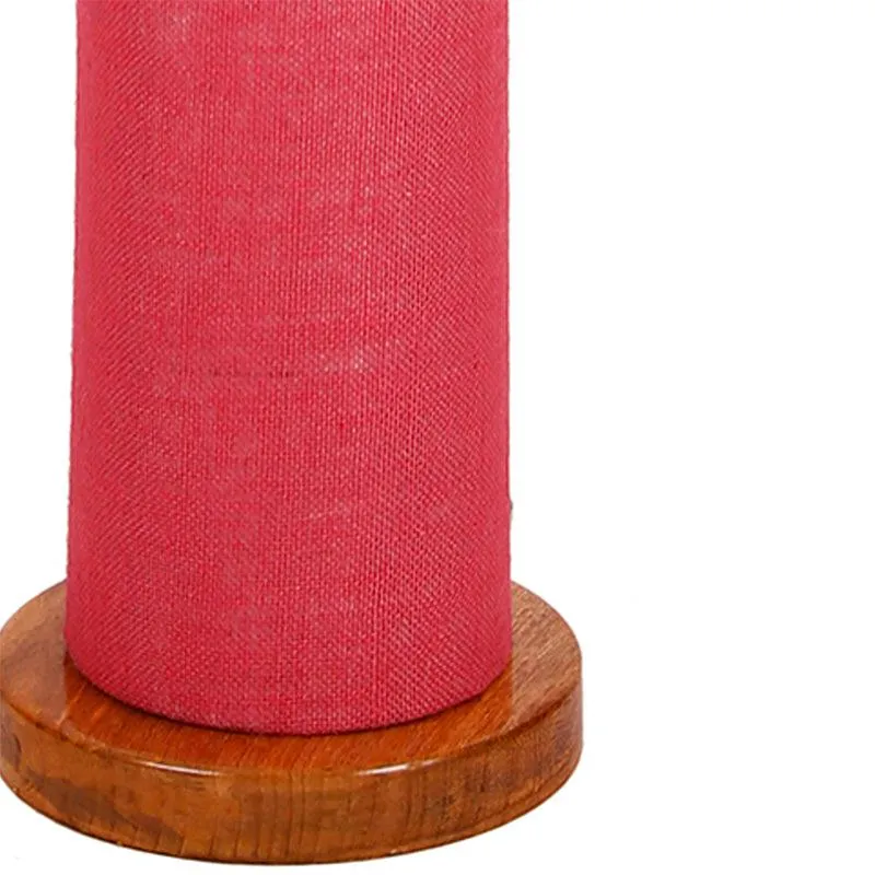 Agia Wooden Tower Floor Lamp With Jute Shade - Pink media 3