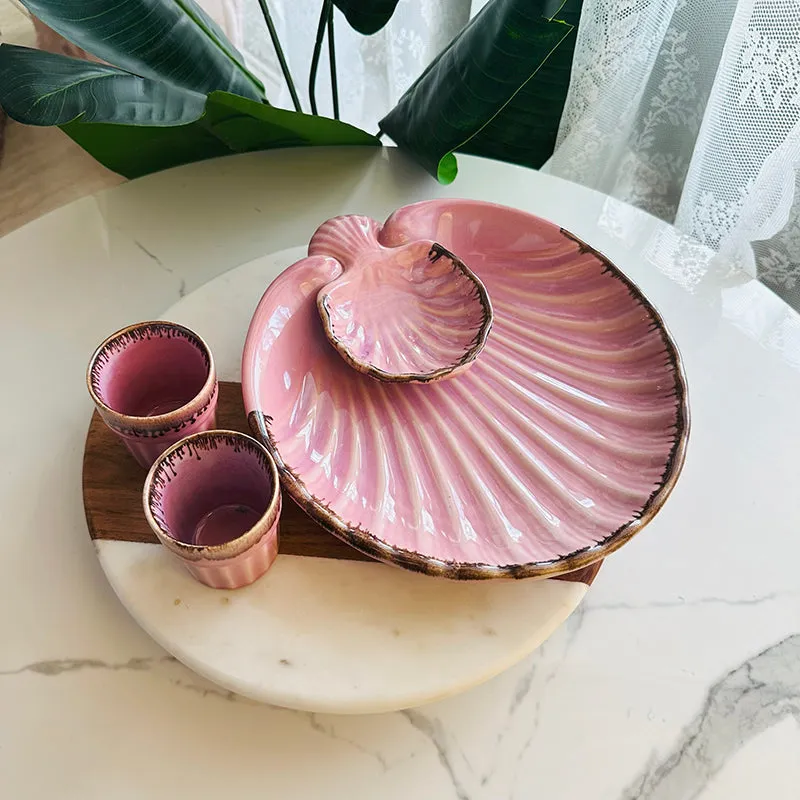 Ocean Glaze Ceramic Platter with Kulha - Three Piece Set media 4
