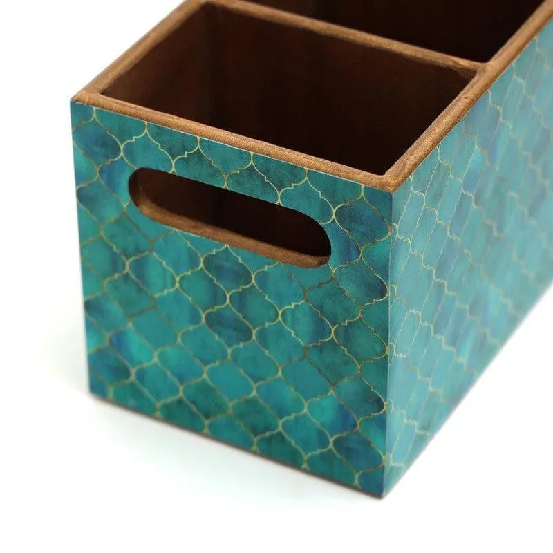Blue Ombre Patterened Cutlery Holder media 3