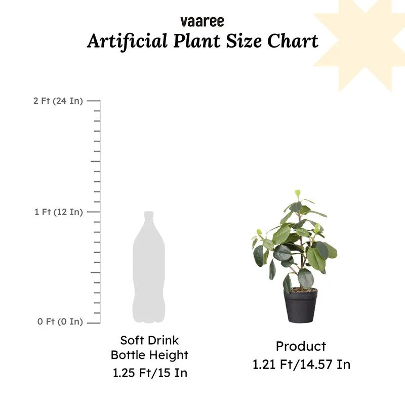 Artificial Dark Green Natural Looking Quercus Leaf Plant With Black Fiber Pot - 1.2 Feet media 7