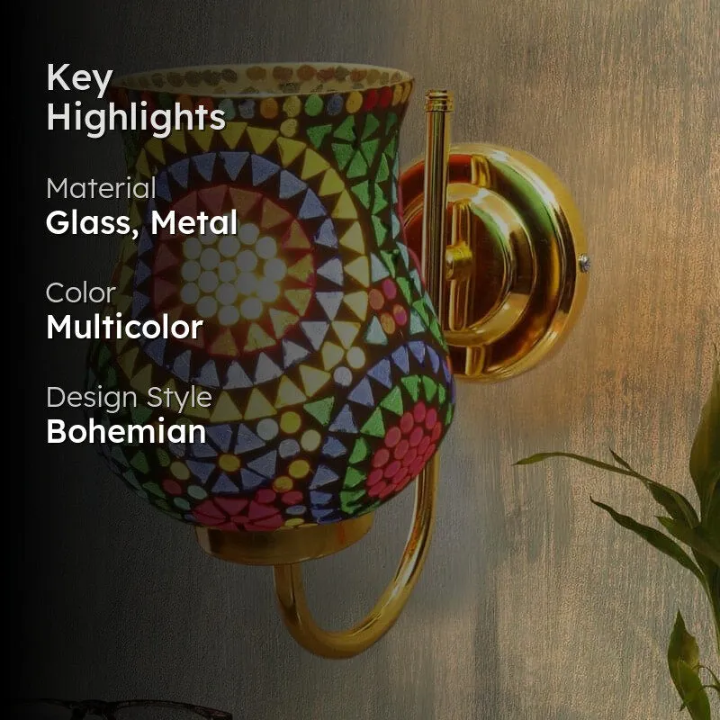 Galora Mandala Goblet Glass & Metal Wall Lamp media 2