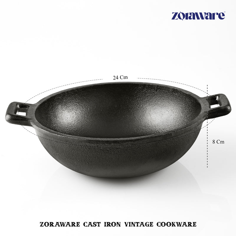 Zoraware Cast Iron Kadhai- 3000 mL media 5