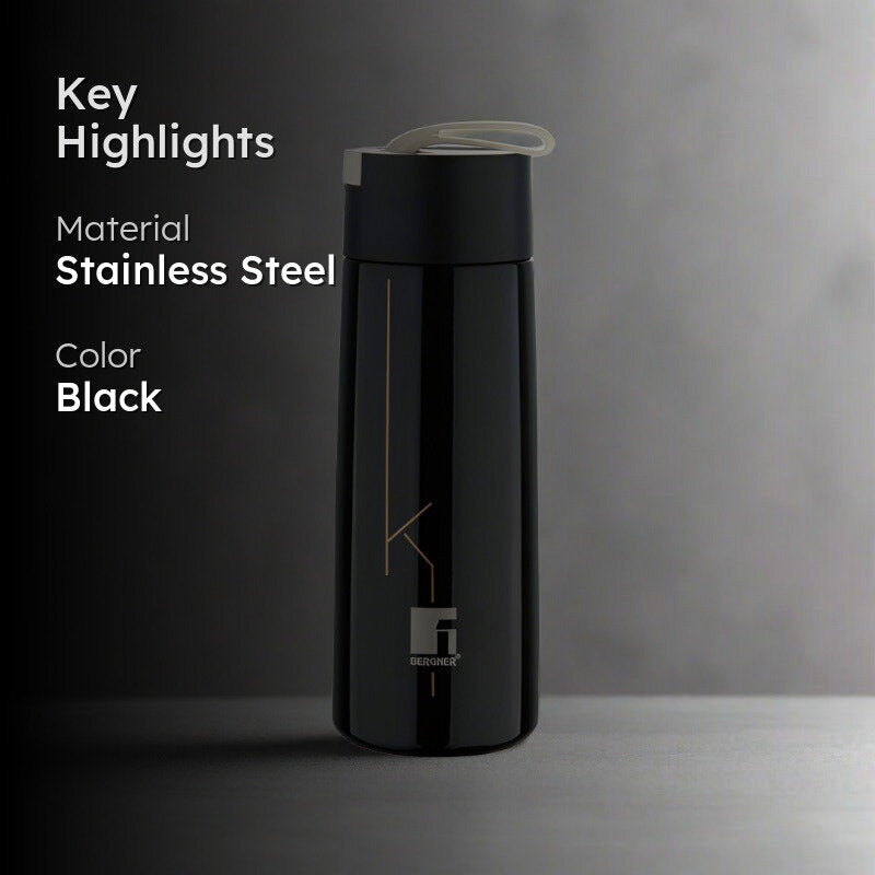 Bergner Walking Thermosteel Hot and Cold Flask (Black) -350 mL media 2