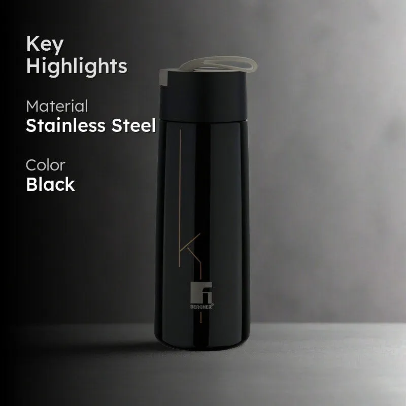 Bergner Walking Thermosteel Hot and Cold Flask (Black) -350 mL media 2