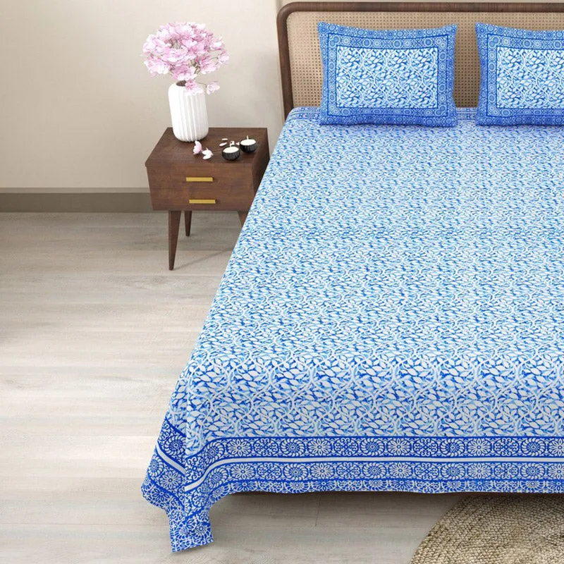 Softra Cotton Bedsheet (Blue) - 240 TC media 4