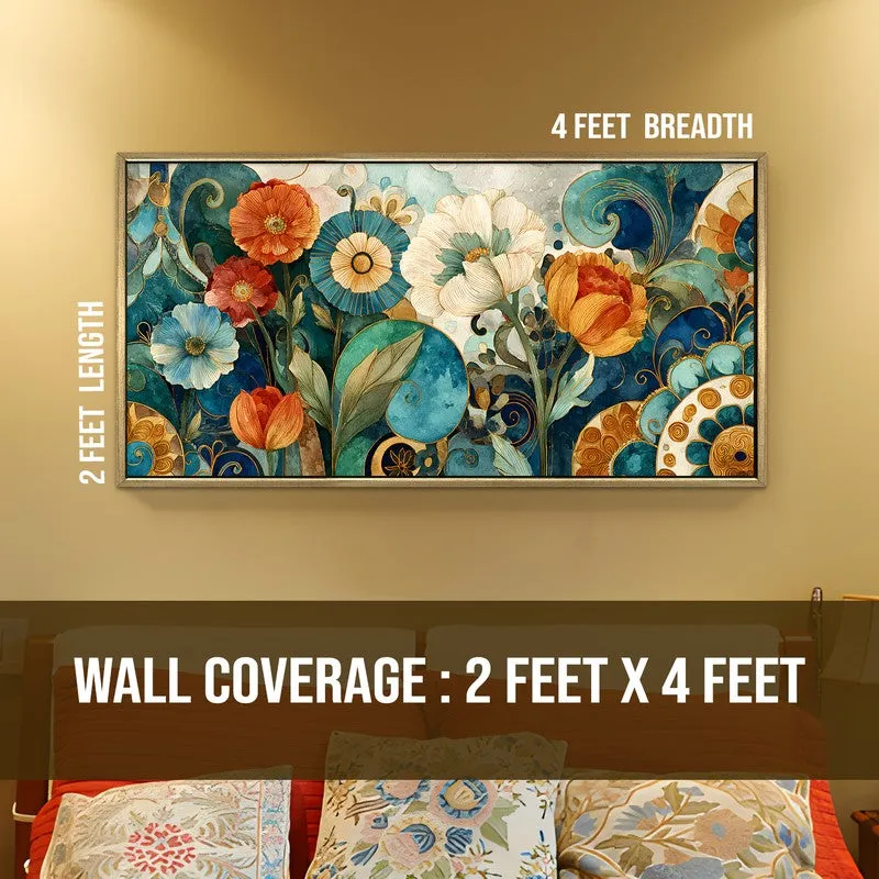 Celestial Florals Canvas Wall Painting With Frame media 8