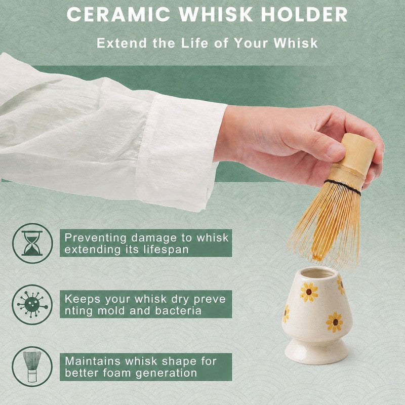 Kohana Ceramic Matcha Bowl & Whisk Holder Set (450 mL) - Two Piece Set media 5