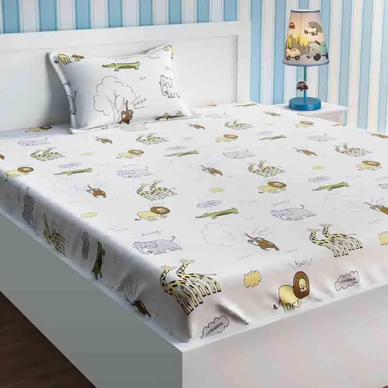 Time for the Animals Cotton Bedsheet - 210 TC media 1