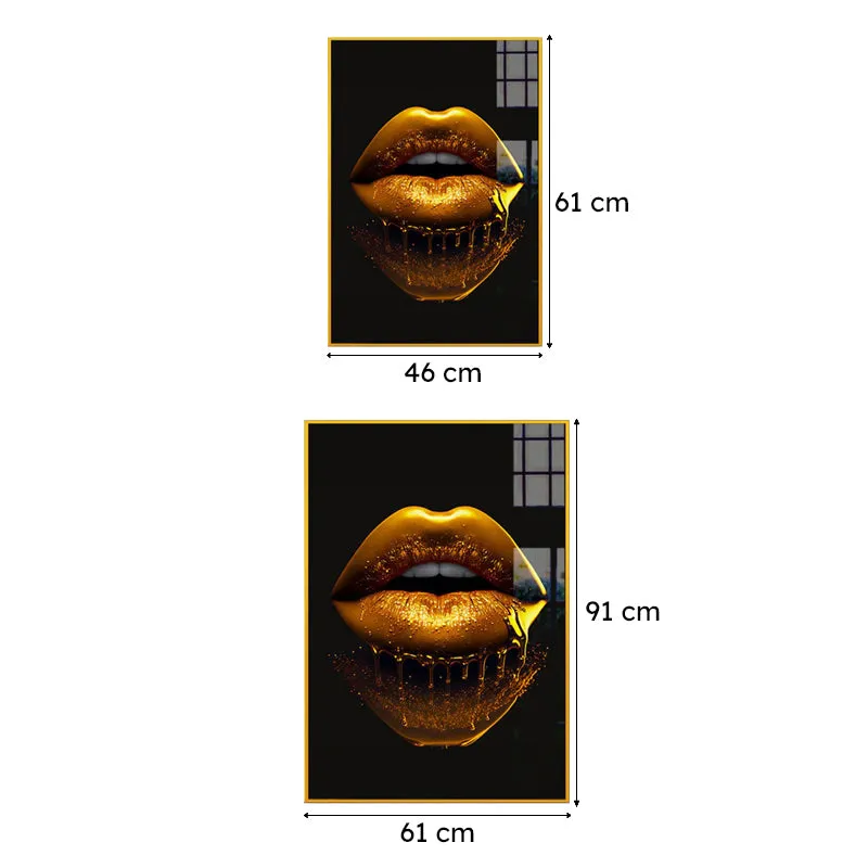 Midas Kiss Modern Canvas Wall Art With Frame - Gold media 6
