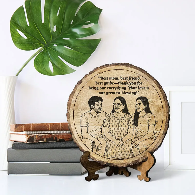 Best Mom Best Friend Best Guide Wood Showpiece - Round media 1