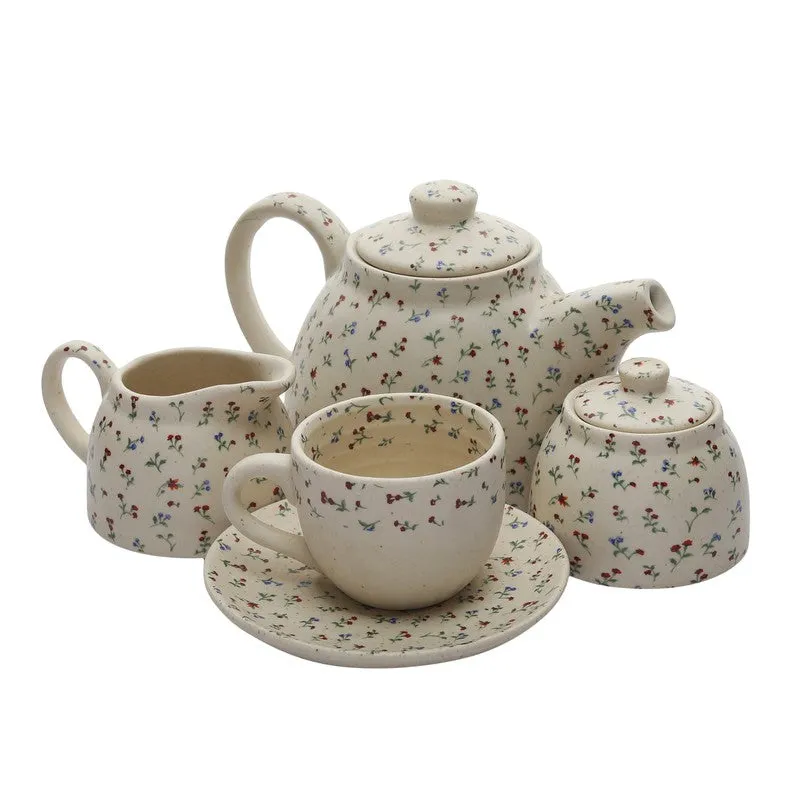 Petalbud Stoneware Tea Pot Set - Fifteen Piece Set media 5