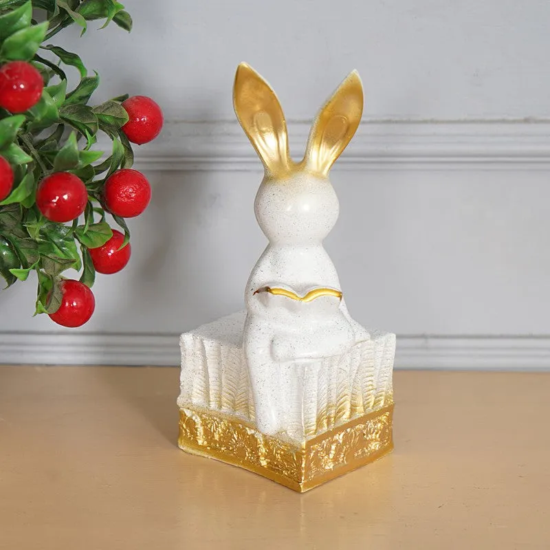 Cute Bunny with Golden Ears Figurine media 1